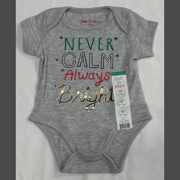 NWT Dot & Zazz Newborn 0-3 Months "Never Calm Always Bright" Christmas 1-Piece - Picture 3 of 7